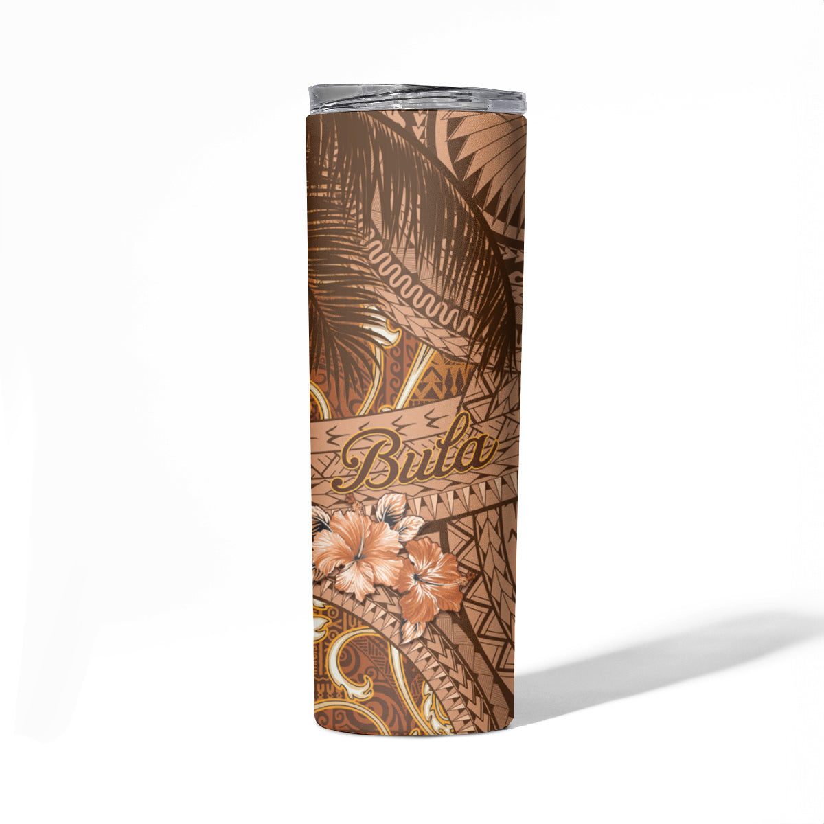 Personalised Fiji Masi Skinny Tumbler Bula Fijian Masi Tapa Vintage Style