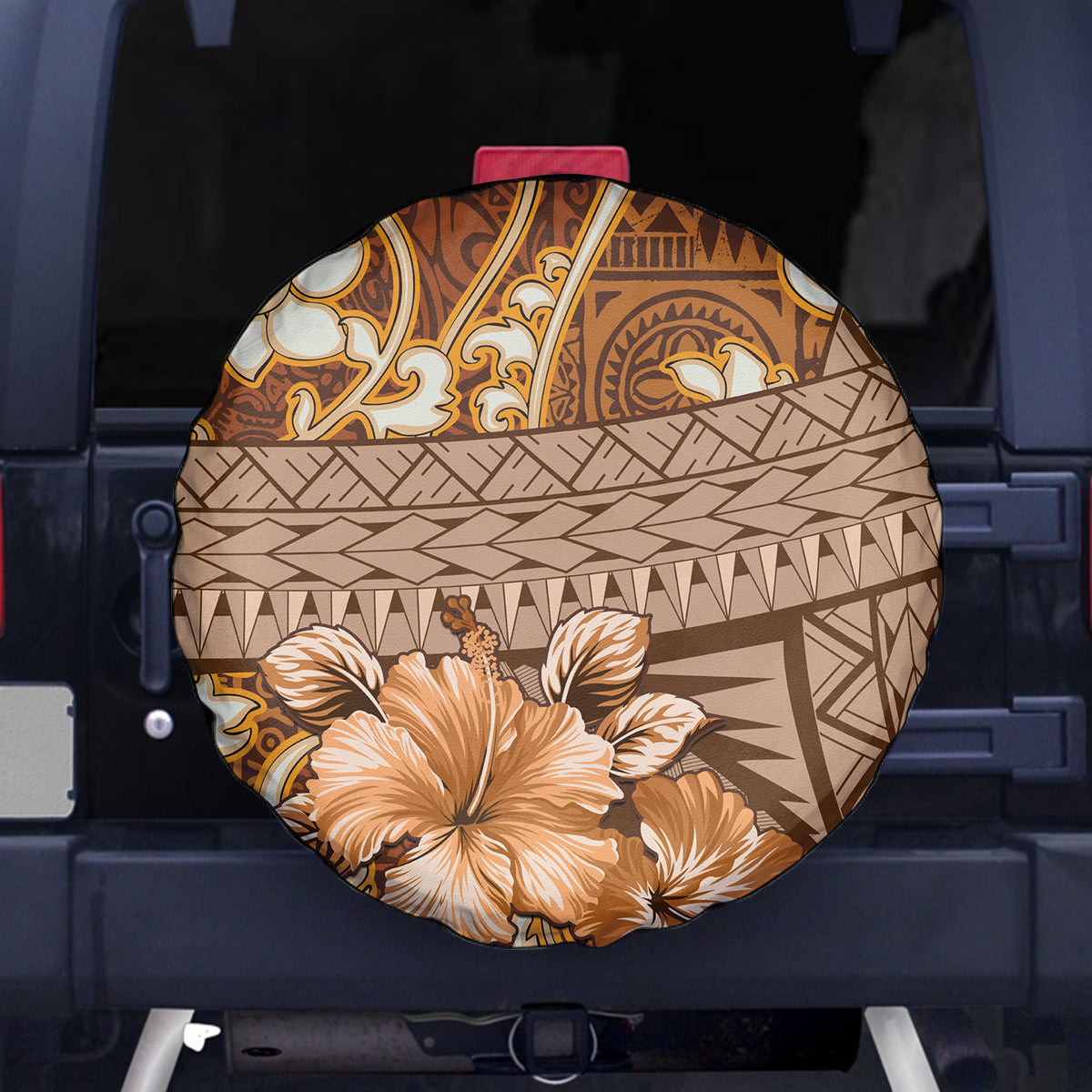 Fiji Masi Spare Tire Cover Bula Fijian Masi Tapa Vintage Style LT01 Brown - Polynesian Pride