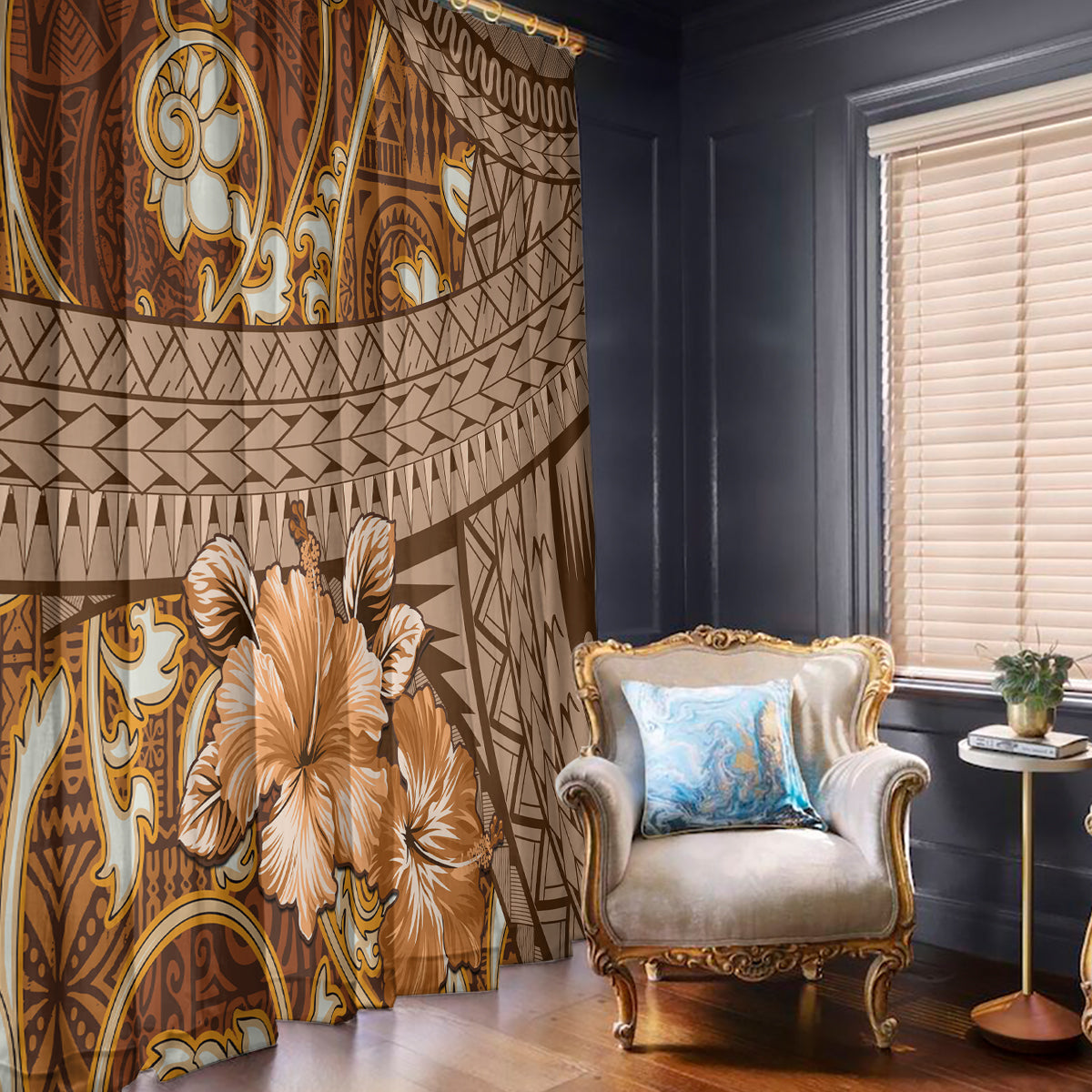 Fiji Masi Window Curtain Bula Fijian Masi Tapa Vintage Style LT01 - Polynesian Pride