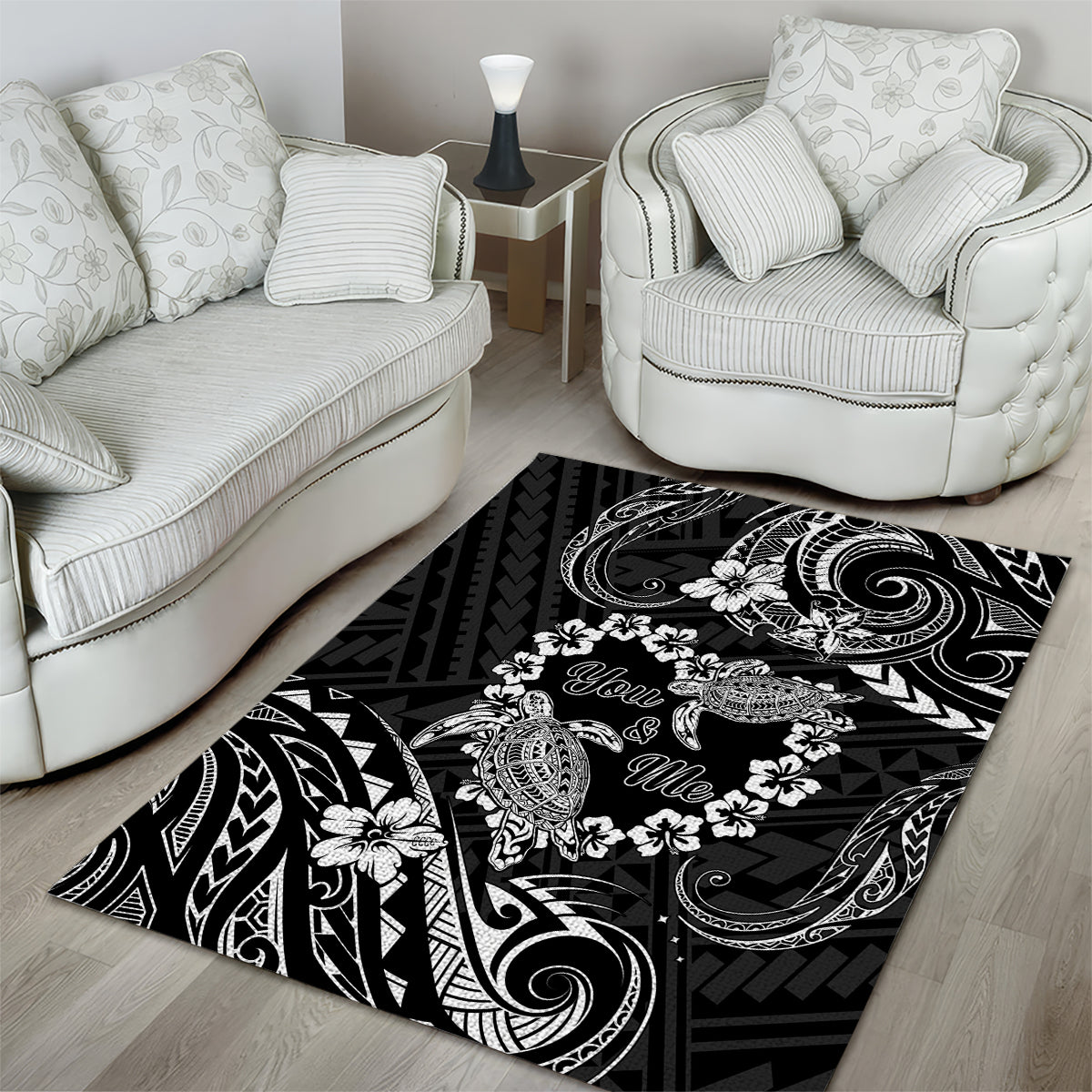 Polynesian Turtle Valentine Area Rug You And Me Hibiscus Heart LT01 - Polynesian Pride