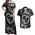 Polynesian Turtle Valentine Couples Matching Off Shoulder Maxi Dress and Hawaiian Shirt You And Me Hibiscus Heart LT01 Black - Polynesian Pride