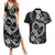 Polynesian Turtle Valentine Couples Matching Summer Maxi Dress and Hawaiian Shirt You And Me Hibiscus Heart LT01 Black - Polynesian Pride