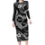 Polynesian Turtle Valentine Family Matching Long Sleeve Bodycon Dress and Hawaiian Shirt You And Me Hibiscus Heart LT01 Mom's Dress Black - Polynesian Pride