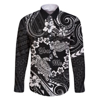 Polynesian Turtle Valentine Family Matching Summer Maxi Dress and Hawaiian Shirt You And Me Hibiscus Heart LT01 Dad's Shirt - Long Sleeve Black - Polynesian Pride