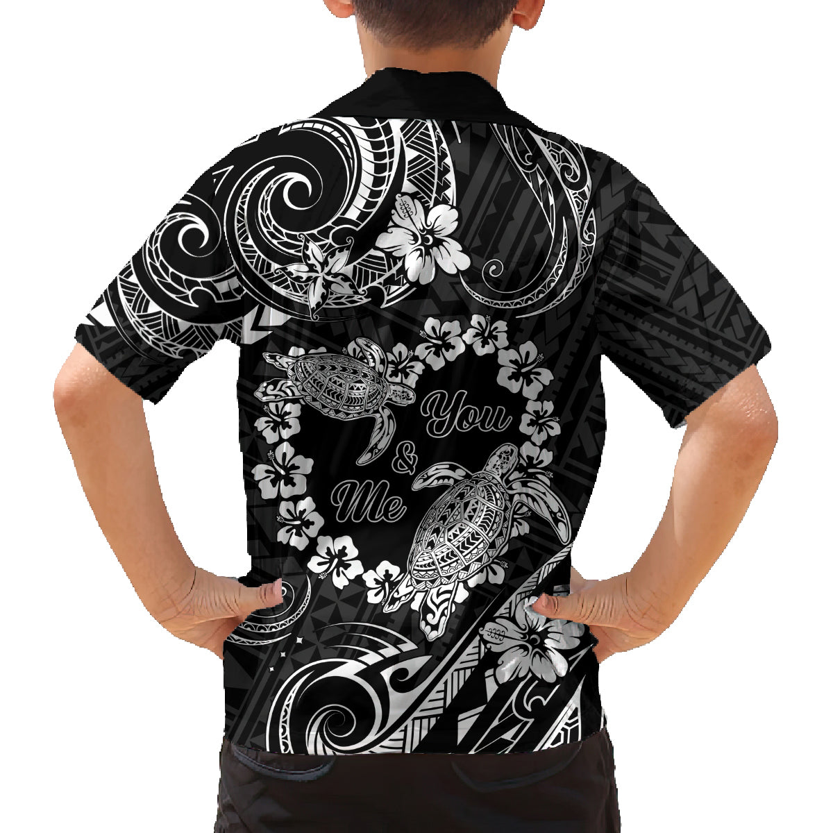 Polynesian Turtle Valentine Family Matching Tank Maxi Dress and Hawaiian Shirt You And Me Hibiscus Heart LT01 - Polynesian Pride
