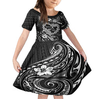 Polynesian Turtle Valentine Family Matching Tank Maxi Dress and Hawaiian Shirt You And Me Hibiscus Heart LT01 Daughter's Dress Black - Polynesian Pride