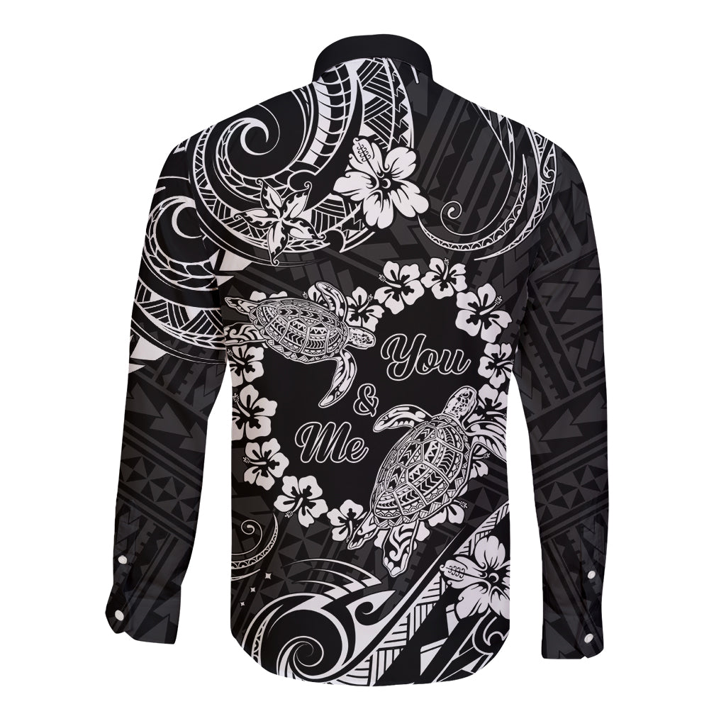Polynesian Turtle Valentine Long Sleeve Button Shirt You And Me Hibiscus Heart LT01 - Polynesian Pride