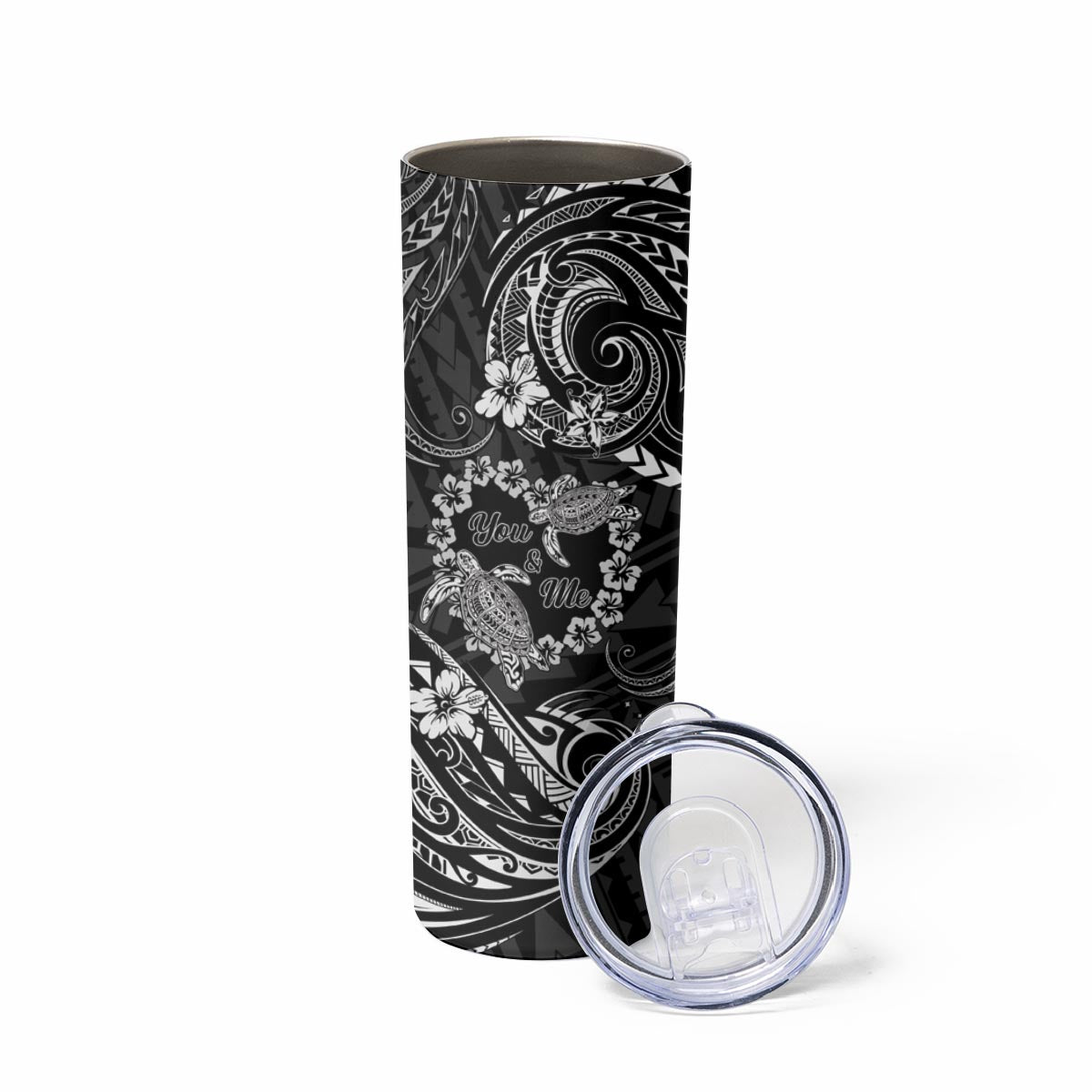 Polynesian Turtle Valentine Skinny Tumbler You And Me Hibiscus Heart LT01 - Polynesian Pride