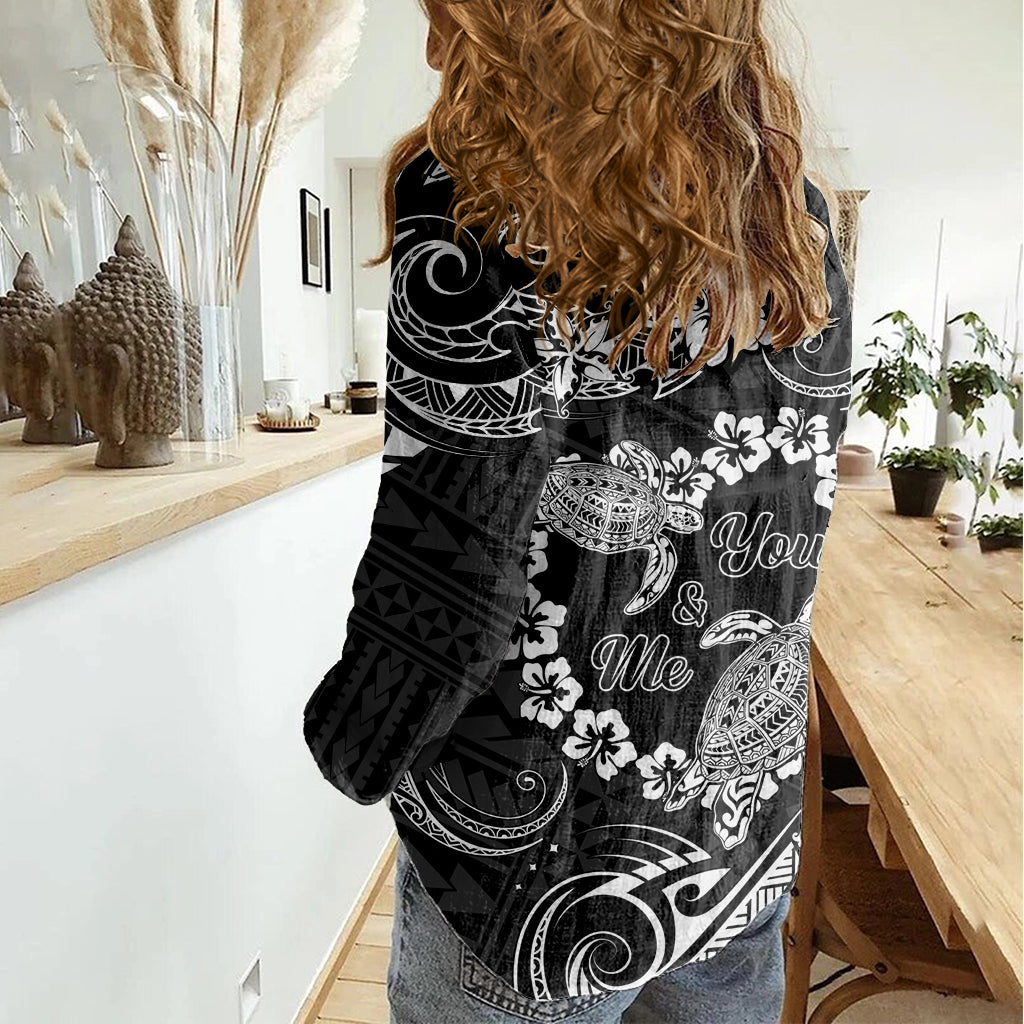 Polynesian Turtle Valentine Women Casual Shirt You And Me Hibiscus Heart LT01 - Polynesian Pride