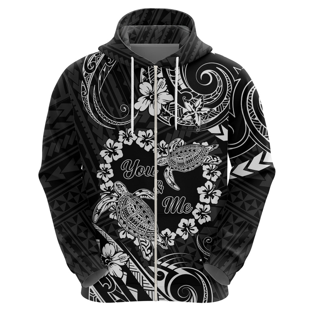 Polynesian Turtle Valentine Zip Hoodie You And Me Hibiscus Heart LT01 - Polynesian Pride