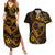 Polynesian Turtle Valentine Couples Matching Summer Maxi Dress and Hawaiian Shirt You And Me Gold Hibiscus Heart LT01 Gold - Polynesian Pride