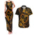 Polynesian Turtle Valentine Couples Matching Tank Maxi Dress and Hawaiian Shirt You And Me Gold Hibiscus Heart LT01 Gold - Polynesian Pride