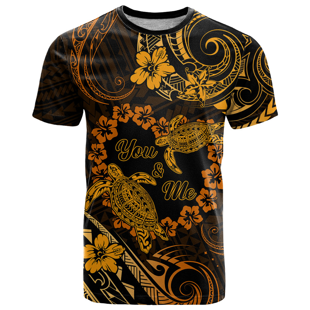 Polynesian Turtle Valentine T Shirt You And Me Gold Hibiscus Heart LT01 Gold - Polynesian Pride