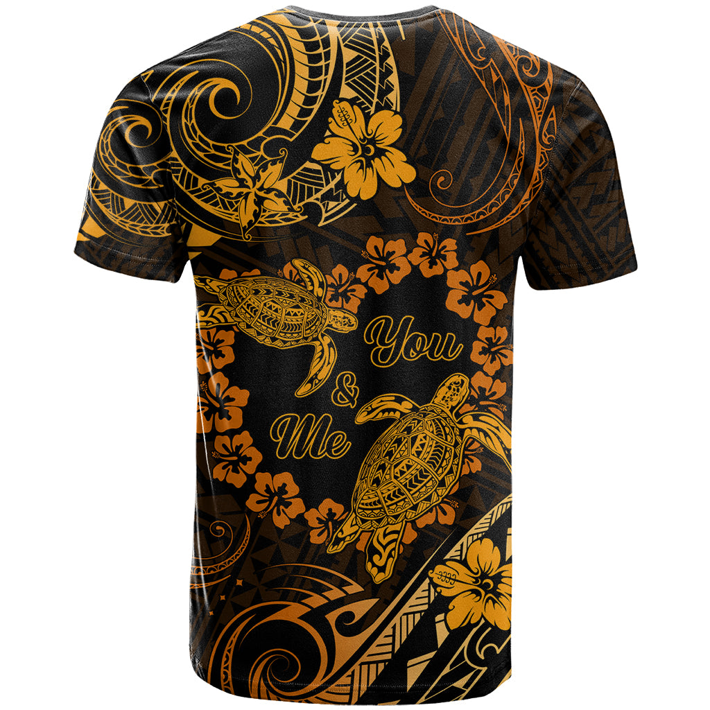 Polynesian Turtle Valentine T Shirt You And Me Gold Hibiscus Heart LT01 - Polynesian Pride