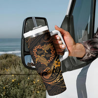 Polynesian Turtle Valentine Tumbler With Handle You And Me Gold Hibiscus Heart LT01 - Polynesian Pride