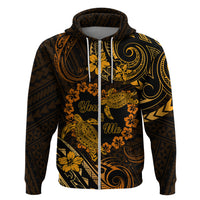 Polynesian Turtle Valentine Zip Hoodie You And Me Gold Hibiscus Heart LT01 Zip Hoodie Gold - Polynesian Pride