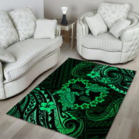 Polynesian Turtle Valentine Area Rug You And Me Green Hibiscus Heart LT01 - Polynesian Pride