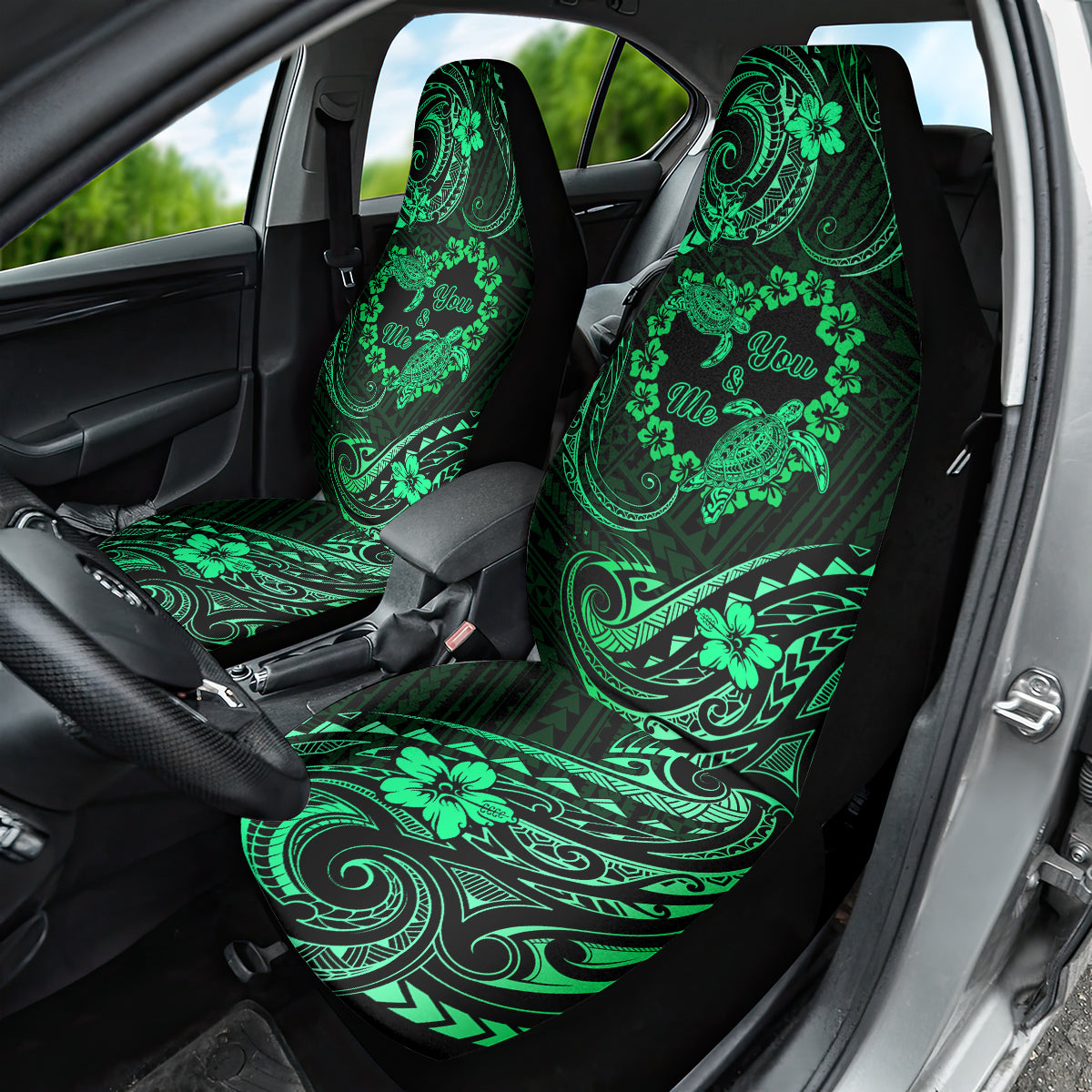Polynesian Turtle Valentine Car Seat Cover You And Me Green Hibiscus Heart LT01 - Polynesian Pride