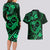 Polynesian Turtle Valentine Couples Matching Long Sleeve Bodycon Dress and Hawaiian Shirt You And Me Green Hibiscus Heart LT01 - Polynesian Pride