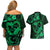 Polynesian Turtle Valentine Couples Matching Off Shoulder Short Dress and Hawaiian Shirt You And Me Green Hibiscus Heart LT01 - Polynesian Pride