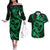 Polynesian Turtle Valentine Couples Matching Off The Shoulder Long Sleeve Dress and Hawaiian Shirt You And Me Green Hibiscus Heart LT01 Green - Polynesian Pride