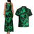 Polynesian Turtle Valentine Couples Matching Tank Maxi Dress and Hawaiian Shirt You And Me Green Hibiscus Heart LT01 - Polynesian Pride