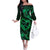 Polynesian Turtle Valentine Family Matching Off Shoulder Long Sleeve Dress and Hawaiian Shirt You And Me Green Hibiscus Heart LT01 Mom's Dress Green - Polynesian Pride