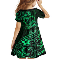 Polynesian Turtle Valentine Family Matching Short Sleeve Bodycon Dress and Hawaiian Shirt You And Me Green Hibiscus Heart LT01 - Polynesian Pride