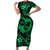 Polynesian Turtle Valentine Family Matching Short Sleeve Bodycon Dress and Hawaiian Shirt You And Me Green Hibiscus Heart LT01 Mom's Dress Green - Polynesian Pride