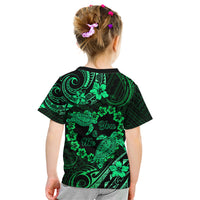 Polynesian Turtle Valentine Kid T Shirt You And Me Green Hibiscus Heart LT01 - Polynesian Pride