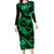 Polynesian Turtle Valentine Long Sleeve Bodycon Dress You And Me Green Hibiscus Heart LT01 Long Dress Green - Polynesian Pride