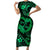 Polynesian Turtle Valentine Short Sleeve Bodycon Dress You And Me Green Hibiscus Heart LT01 Long Dress Green - Polynesian Pride