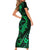 Polynesian Turtle Valentine Short Sleeve Bodycon Dress You And Me Green Hibiscus Heart LT01 - Polynesian Pride