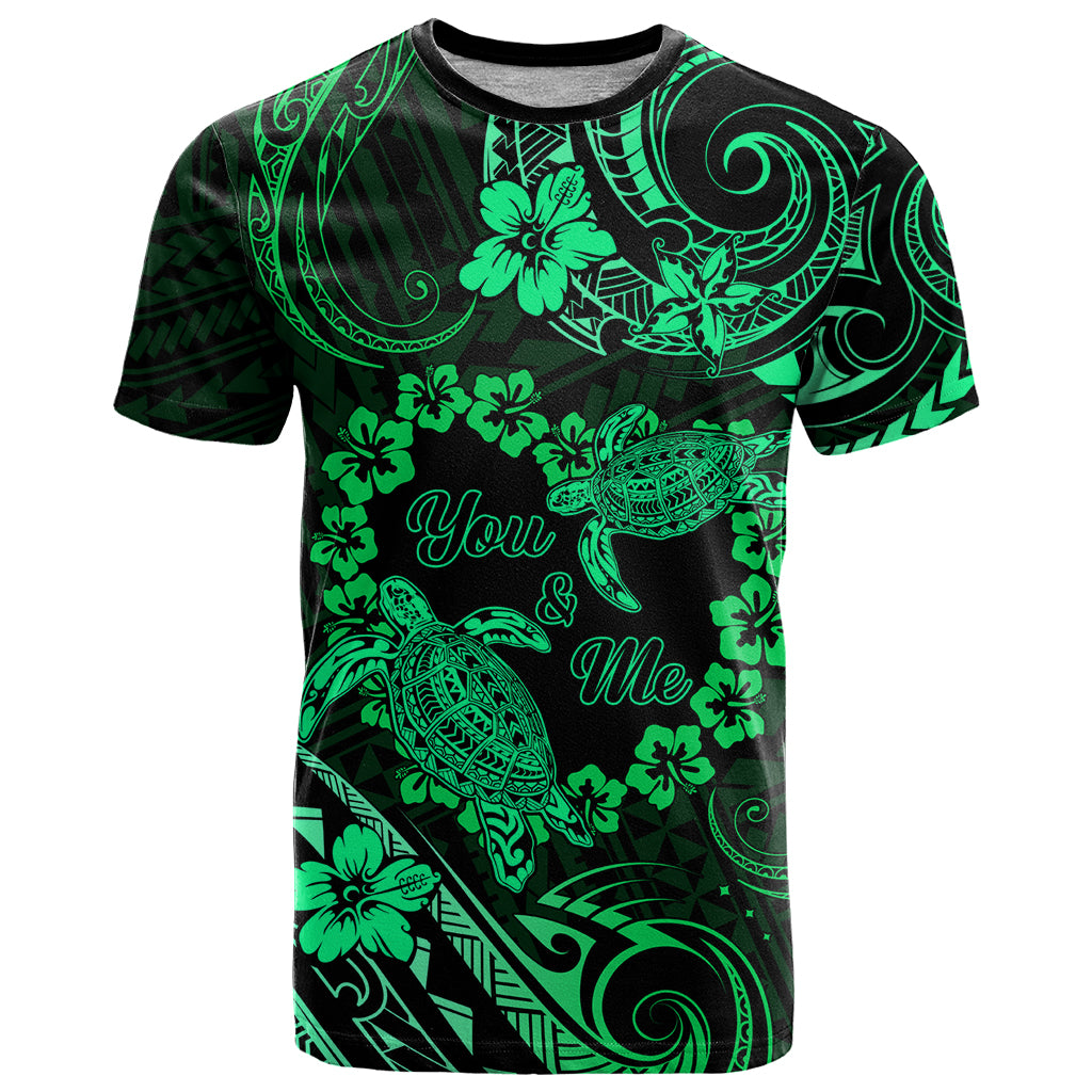 Polynesian Turtle Valentine T Shirt You And Me Green Hibiscus Heart LT01 Green - Polynesian Pride