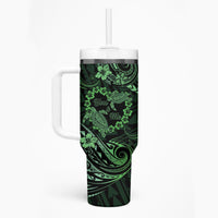 Polynesian Turtle Valentine Tumbler With Handle You And Me Green Hibiscus Heart LT01 - Polynesian Pride