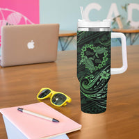 Polynesian Turtle Valentine Tumbler With Handle You And Me Green Hibiscus Heart LT01 - Polynesian Pride