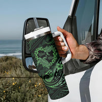 Polynesian Turtle Valentine Tumbler With Handle You And Me Green Hibiscus Heart LT01 - Polynesian Pride