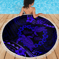 Polynesian Turtle Valentine Beach Blanket You And Me Navy Blue Hibiscus Heart LT01 - Polynesian Pride