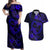 Polynesian Turtle Valentine Couples Matching Off Shoulder Maxi Dress and Hawaiian Shirt You And Me Navy Blue Hibiscus Heart LT01 Blue - Polynesian Pride