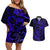 Polynesian Turtle Valentine Couples Matching Off Shoulder Short Dress and Hawaiian Shirt You And Me Navy Blue Hibiscus Heart LT01 Blue - Polynesian Pride