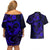 Polynesian Turtle Valentine Couples Matching Off Shoulder Short Dress and Hawaiian Shirt You And Me Navy Blue Hibiscus Heart LT01 - Polynesian Pride