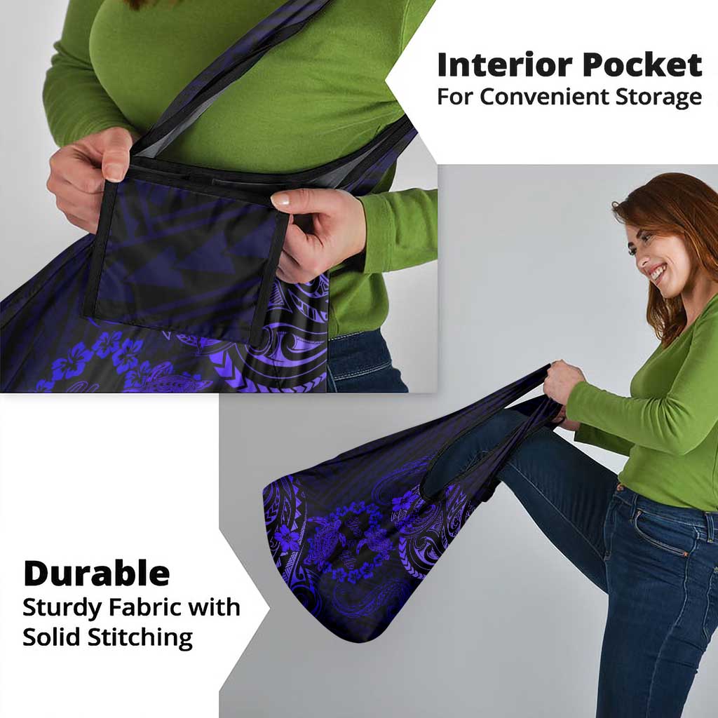 Polynesian Turtle Valentine Grocery Bag You And Me Navy Blue Hibiscus Heart