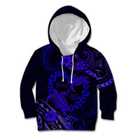 Polynesian Turtle Valentine Kid Hoodie You And Me Navy Blue Hibiscus Heart LT01 Hoodie Blue - Polynesian Pride