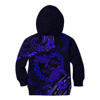 Polynesian Turtle Valentine Kid Hoodie You And Me Navy Blue Hibiscus Heart LT01 - Polynesian Pride
