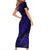 Polynesian Turtle Valentine Short Sleeve Bodycon Dress You And Me Navy Blue Hibiscus Heart LT01 - Polynesian Pride