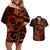 Polynesian Turtle Valentine Couples Matching Off Shoulder Short Dress and Hawaiian Shirt You And Me Orange Hibiscus Heart LT01 Orange - Polynesian Pride