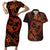 Polynesian Turtle Valentine Couples Matching Short Sleeve Bodycon Dress and Hawaiian Shirt You And Me Orange Hibiscus Heart LT01 Orange - Polynesian Pride