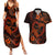 Polynesian Turtle Valentine Couples Matching Summer Maxi Dress and Hawaiian Shirt You And Me Orange Hibiscus Heart LT01 Orange - Polynesian Pride