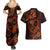 Polynesian Turtle Valentine Couples Matching Summer Maxi Dress and Hawaiian Shirt You And Me Orange Hibiscus Heart LT01 - Polynesian Pride