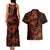 Polynesian Turtle Valentine Couples Matching Tank Maxi Dress and Hawaiian Shirt You And Me Orange Hibiscus Heart LT01 - Polynesian Pride